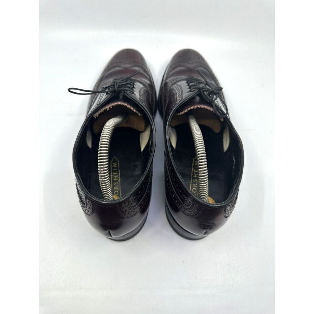 Florsheim Wingtip Oxford Mens 10 D Burgundy‎ Good Leather Brogue Made in USA - Picture 3 of 11